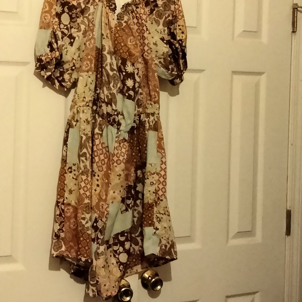 A Hint Of Blush Romper Women 2X Multi-Color Bohemian Patchwork Academia Artsy - Picture 5 of 5